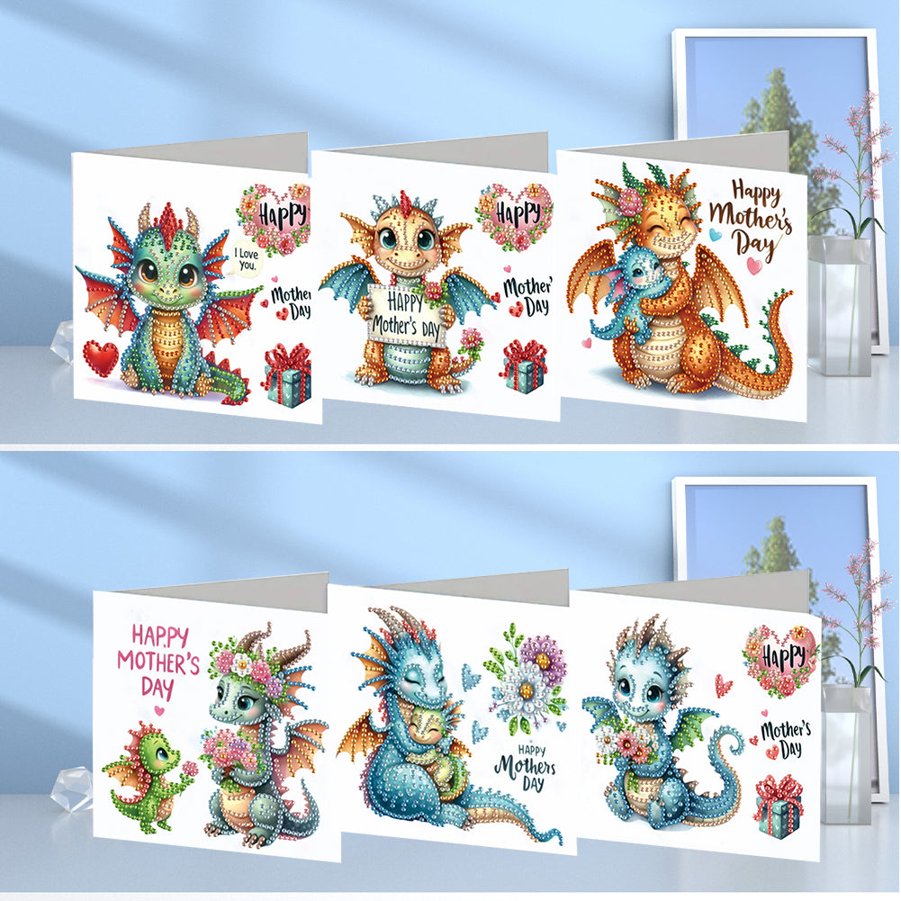 6Pcs 5D DIY Diamond Painting Greeting Card with Envelope Gift for Mothers Day