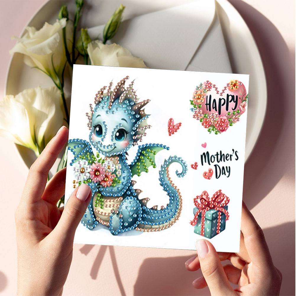 6Pcs 5D DIY Diamond Painting Greeting Card with Envelope Gift for Mothers Day