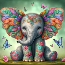 Load image into Gallery viewer, Diamond Painting - Full Round - Elephant With Butterfly (30*30CM)
