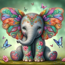 Load image into Gallery viewer, Diamond Painting - Full Round - Elephant With Butterfly (30*30CM)

