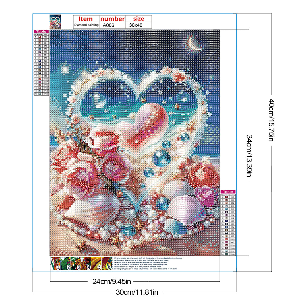 Diamond Painting - Full Round - Rose Pearl Heart (30*40CM)