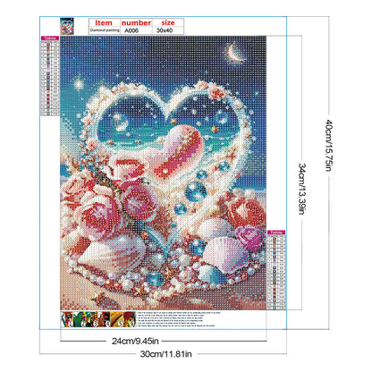 Diamond Painting - Full Round - Rose Pearl Heart (30*40CM)