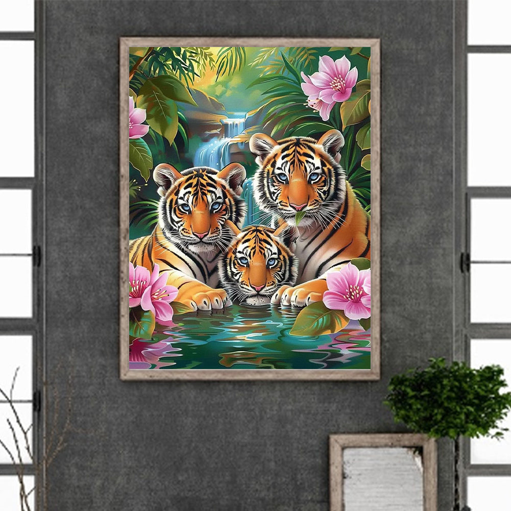 Diamond Painting - Full Round - Three Tigers (30*40CM)