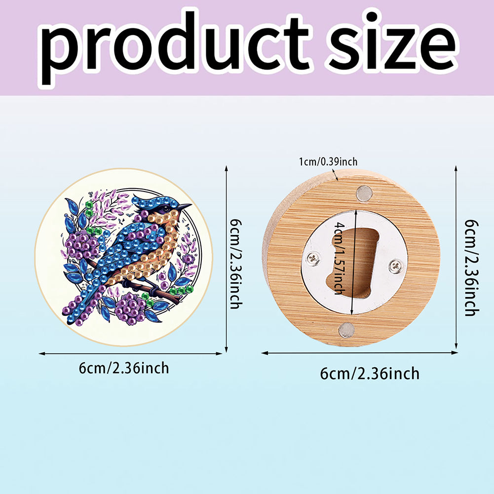 Wooden PET Animals 5D DIY Diamond Art Magnets Bottle Opener Crafts for Beginners