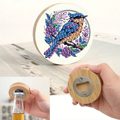Wooden PET Animals 5D DIY Diamond Art Magnets Bottle Opener Crafts for Beginners