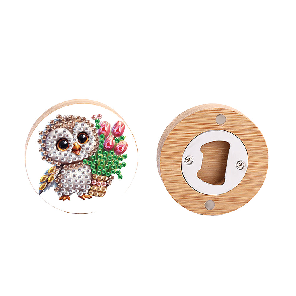 Wooden PET Animals 5D DIY Diamond Art Magnets Bottle Opener Crafts for Beginners