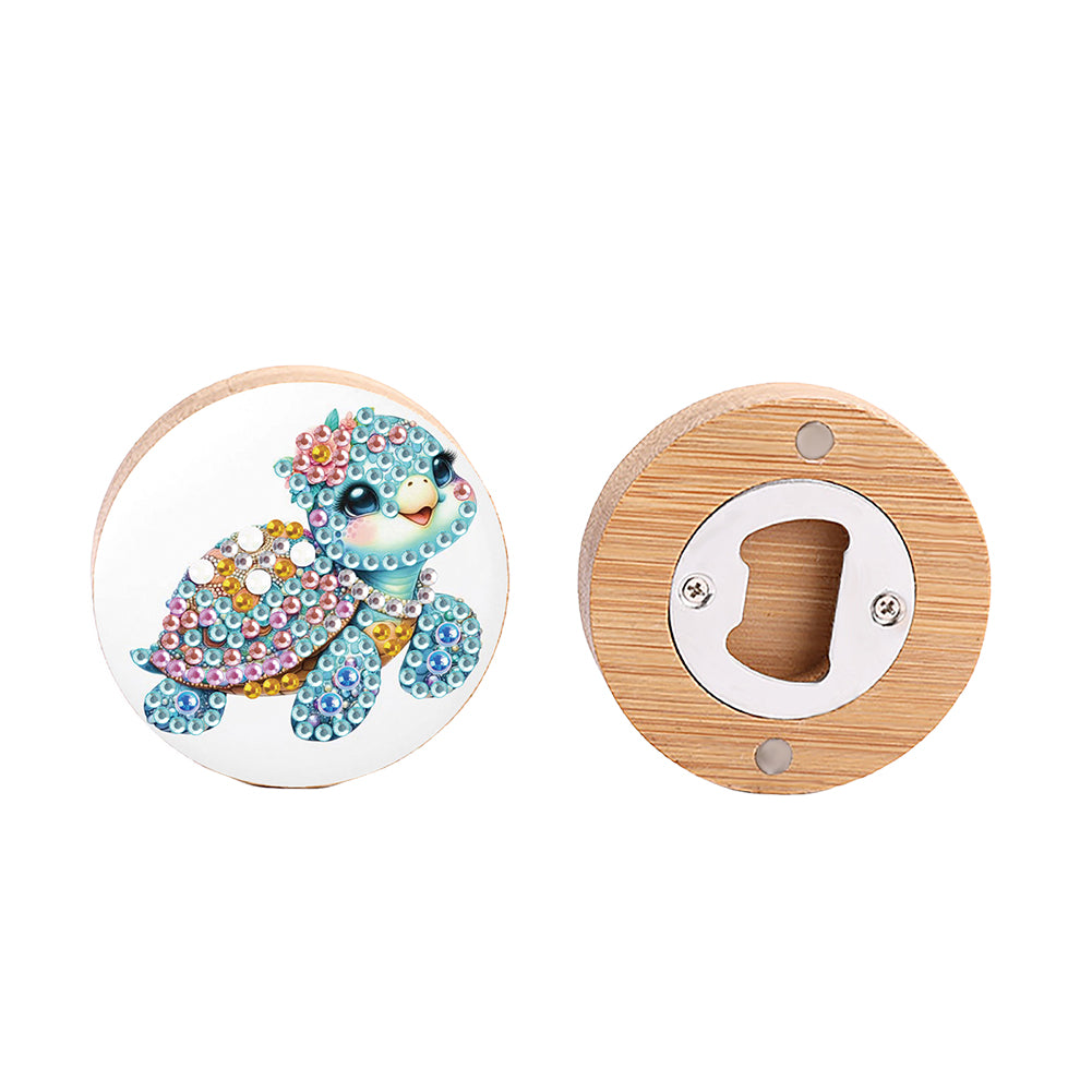 Wooden PET Animals 5D DIY Diamond Art Magnets Bottle Opener Crafts for Beginners