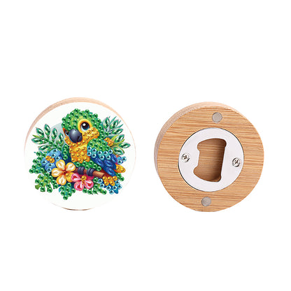 Wooden PET Animals 5D DIY Diamond Art Magnets Bottle Opener Crafts for Beginners