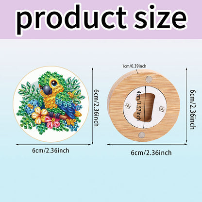 Wooden PET Animals 5D DIY Diamond Art Magnets Bottle Opener Crafts for Beginners