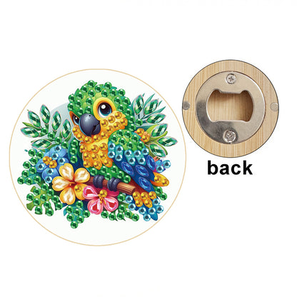 Wooden PET Animals 5D DIY Diamond Art Magnets Bottle Opener Crafts for Beginners