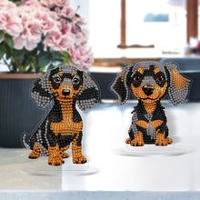 Load image into Gallery viewer, 2Pcs Acrylic Special Shaped Cute Dachshund Desktop Diamond Art Kits for Beginner
