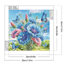Load image into Gallery viewer, Diamond Painting - Partial Special Shaped - Butterfly Blue Flower (30*30CM)
