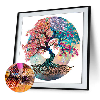 Diamond Painting - Partial Special Shaped - Flower Tree (30*30CM)