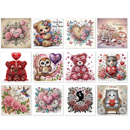 12Pcs Birthday Diamond Drawing Card Diamond Daily Wish Card for Adults Beginners
