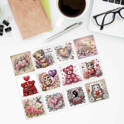 12Pcs Birthday Diamond Drawing Card Diamond Daily Wish Card for Adults Beginners
