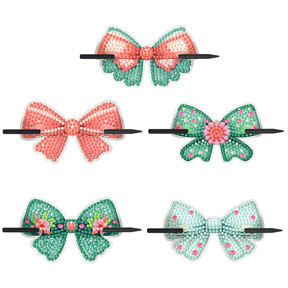 PU Diamond Painting Hairpin Bow Diamond Headware Handmade Hair Sticks for Ladies