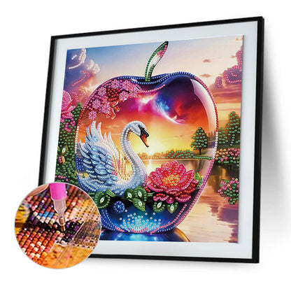 Diamond Painting - Partial Special Shaped - Crystal Ball Swan (30*30CM)