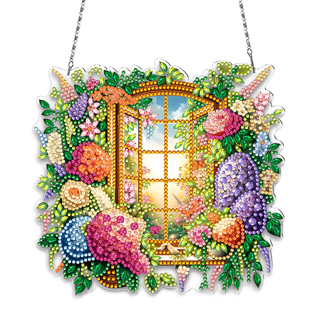 Acrylic Special Shape Village Diamond Painting Ornaments for Garden Window Decor