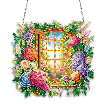 Acrylic Special Shape Village Diamond Painting Ornaments for Garden Window Decor