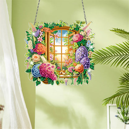 Acrylic Special Shape Village Diamond Painting Ornaments for Garden Window Decor