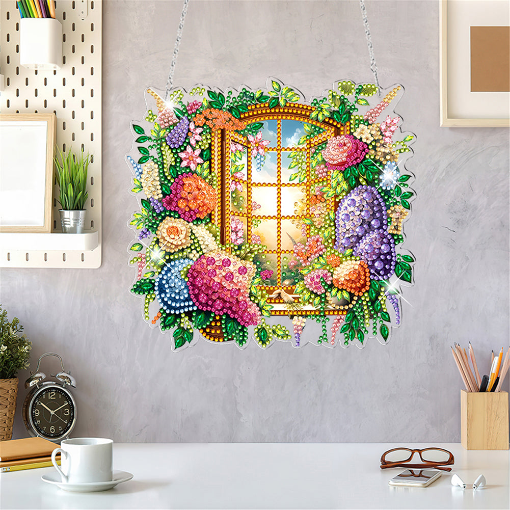 Acrylic Special Shape Village Diamond Painting Ornaments for Garden Window Decor