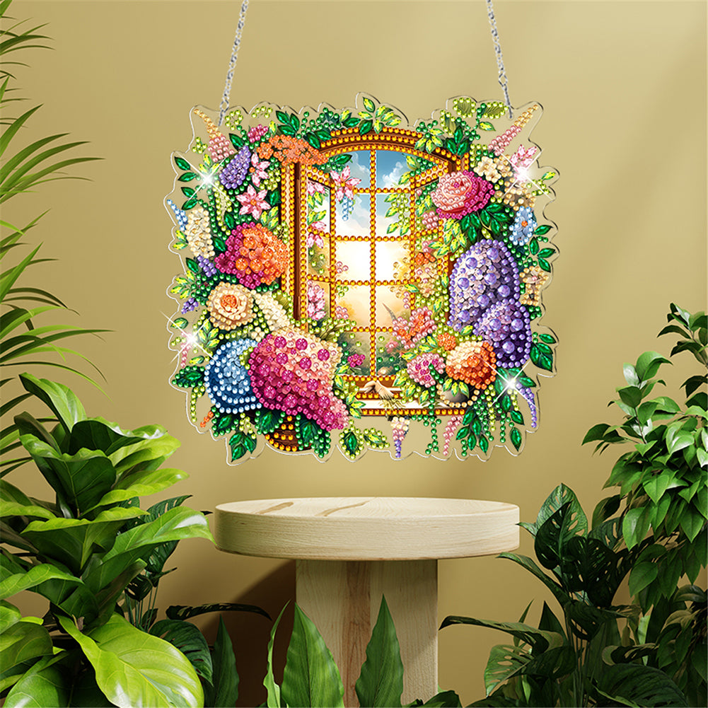 Acrylic Special Shape Village Diamond Painting Ornaments for Garden Window Decor