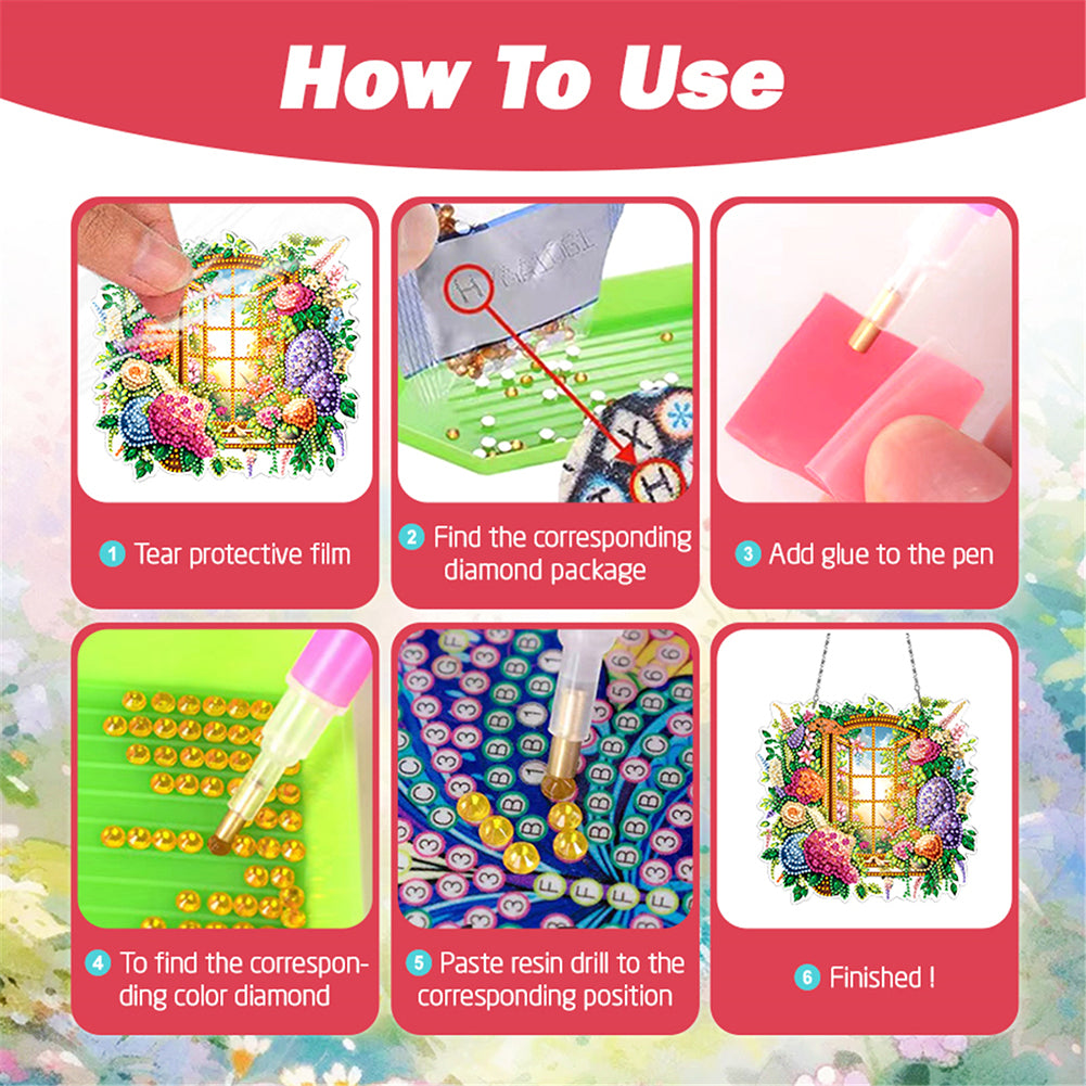Acrylic Special Shape Village Diamond Painting Ornaments for Garden Window Decor