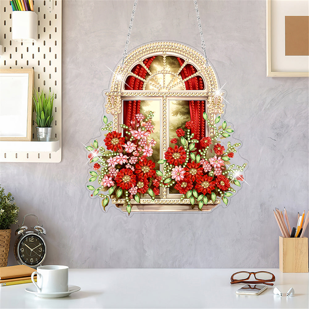 Acrylic Special Shape Village Diamond Painting Ornaments for Garden Window Decor