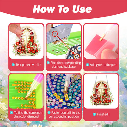 Acrylic Special Shape Village Diamond Painting Ornaments for Garden Window Decor