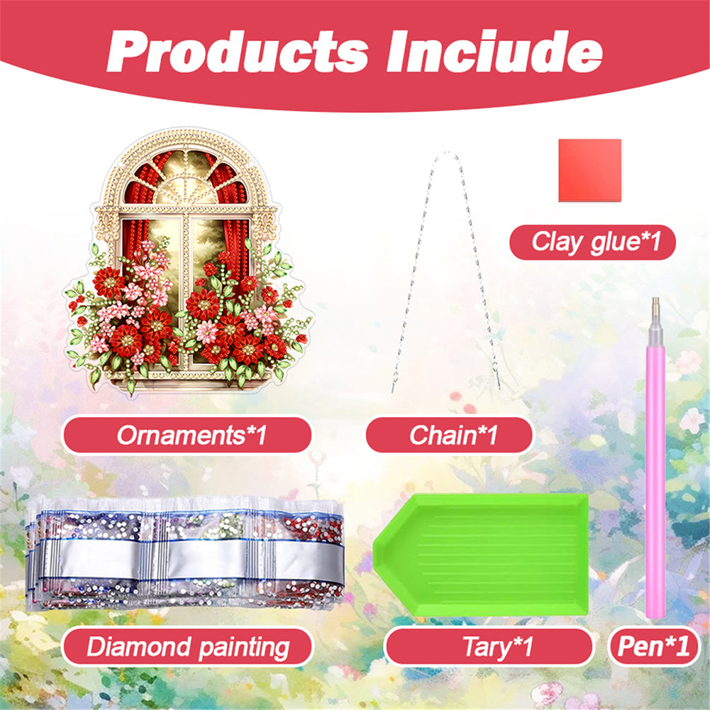 Acrylic Special Shape Village Diamond Painting Ornaments for Garden Window Decor