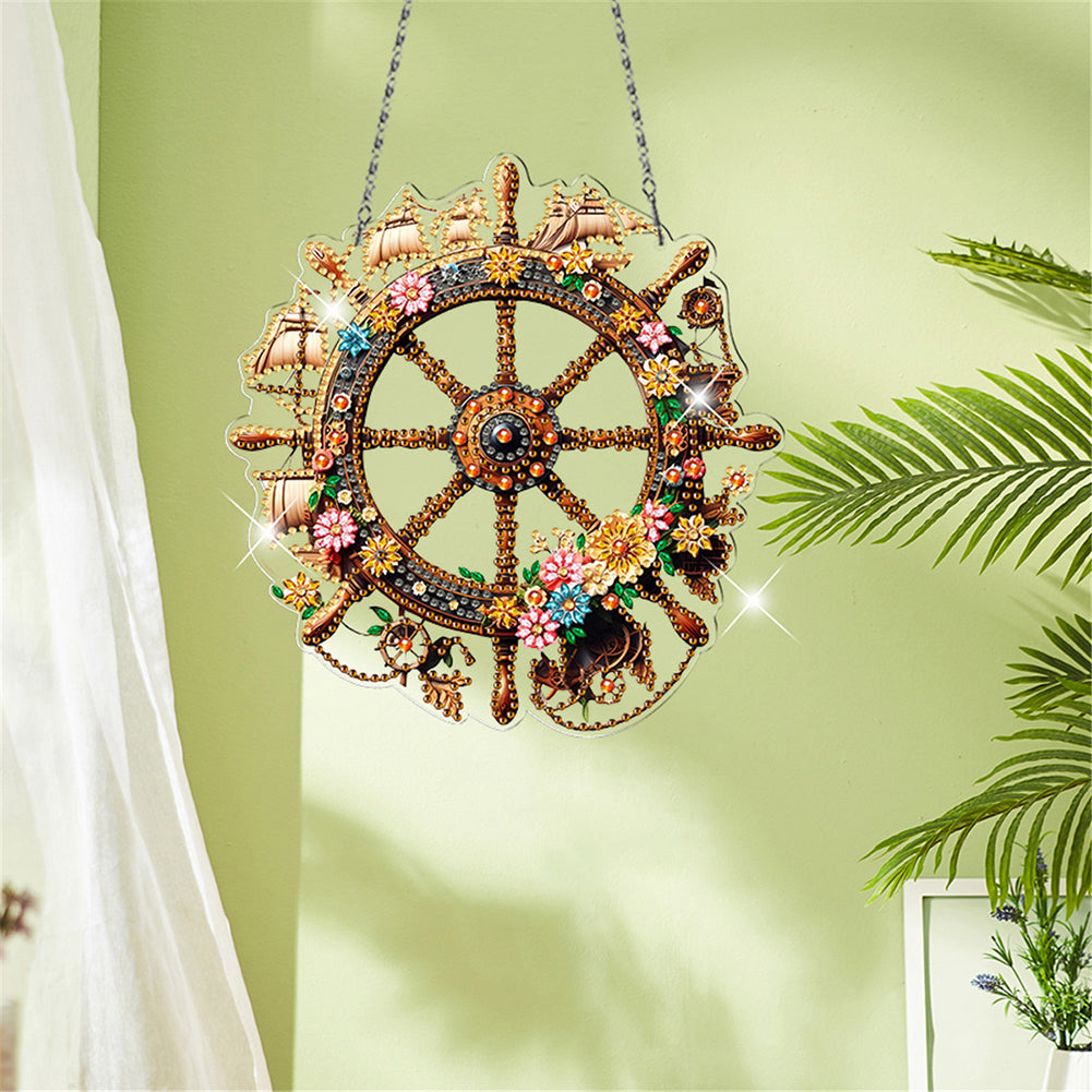 Acrylic Special Shape Village Diamond Painting Ornaments for Garden Window Decor