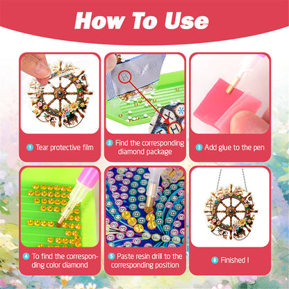 Acrylic Special Shape Village Diamond Painting Ornaments for Garden Window Decor