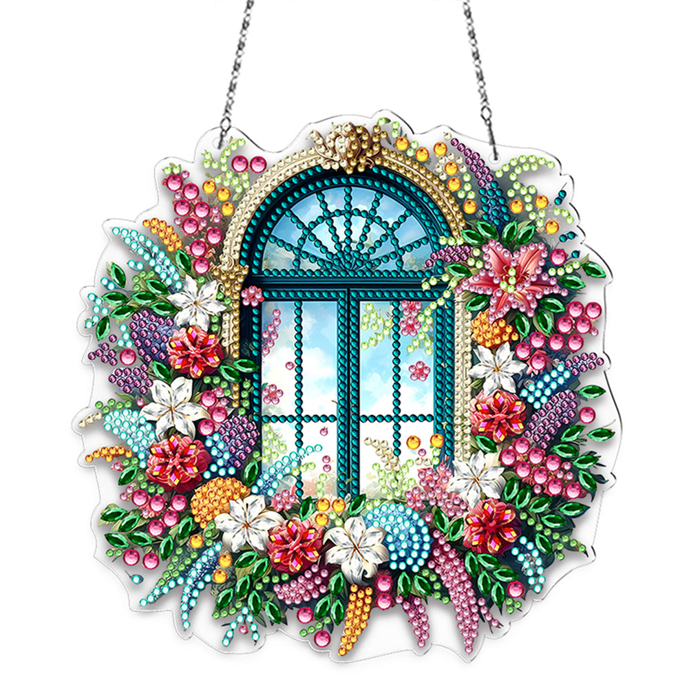 Acrylic Special Shape Village Diamond Painting Ornaments for Garden Window Decor