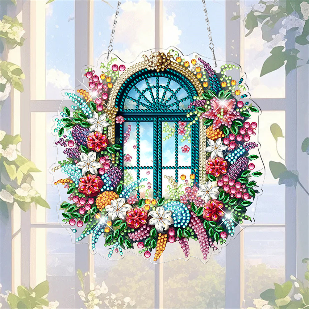 Acrylic Special Shape Village Diamond Painting Ornaments for Garden Window Decor