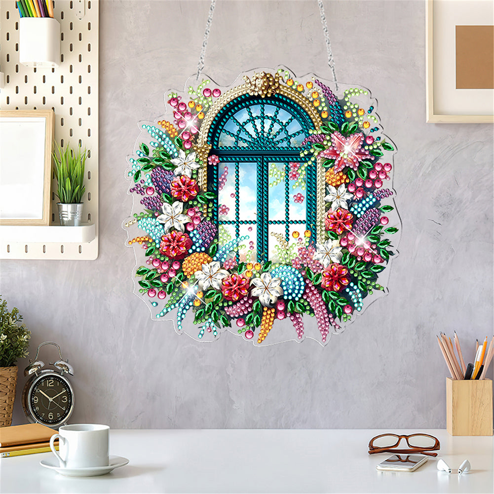 Acrylic Special Shape Village Diamond Painting Ornaments for Garden Window Decor
