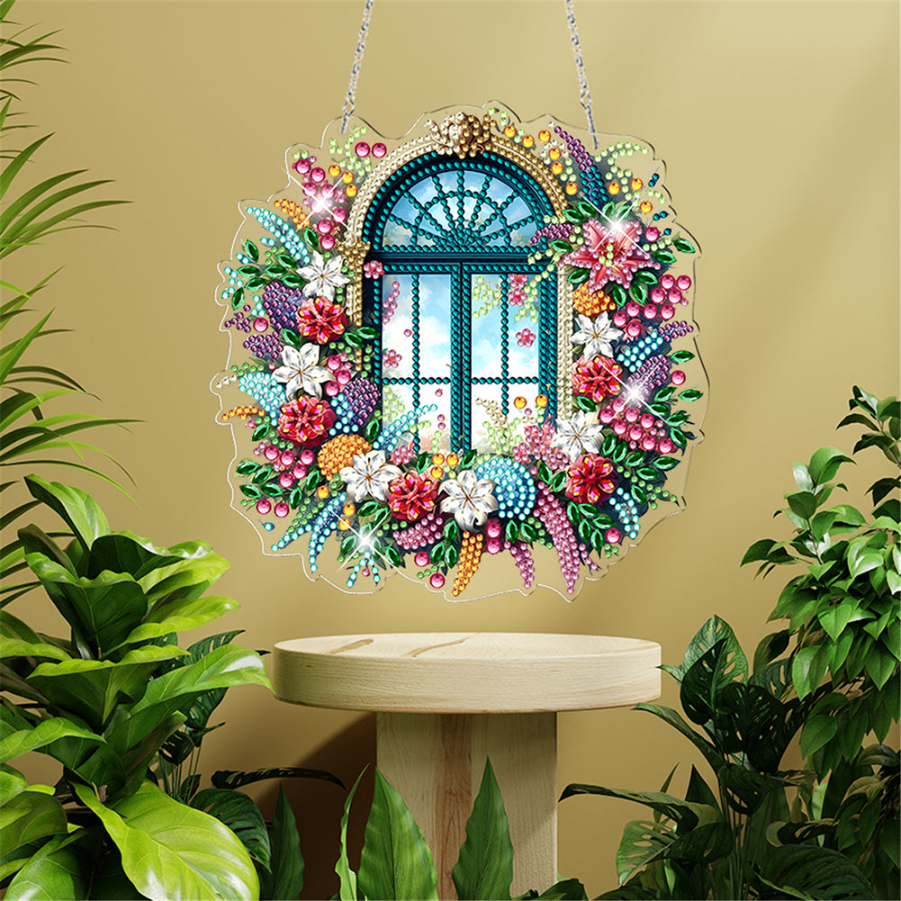 Acrylic Special Shape Village Diamond Painting Ornaments for Garden Window Decor
