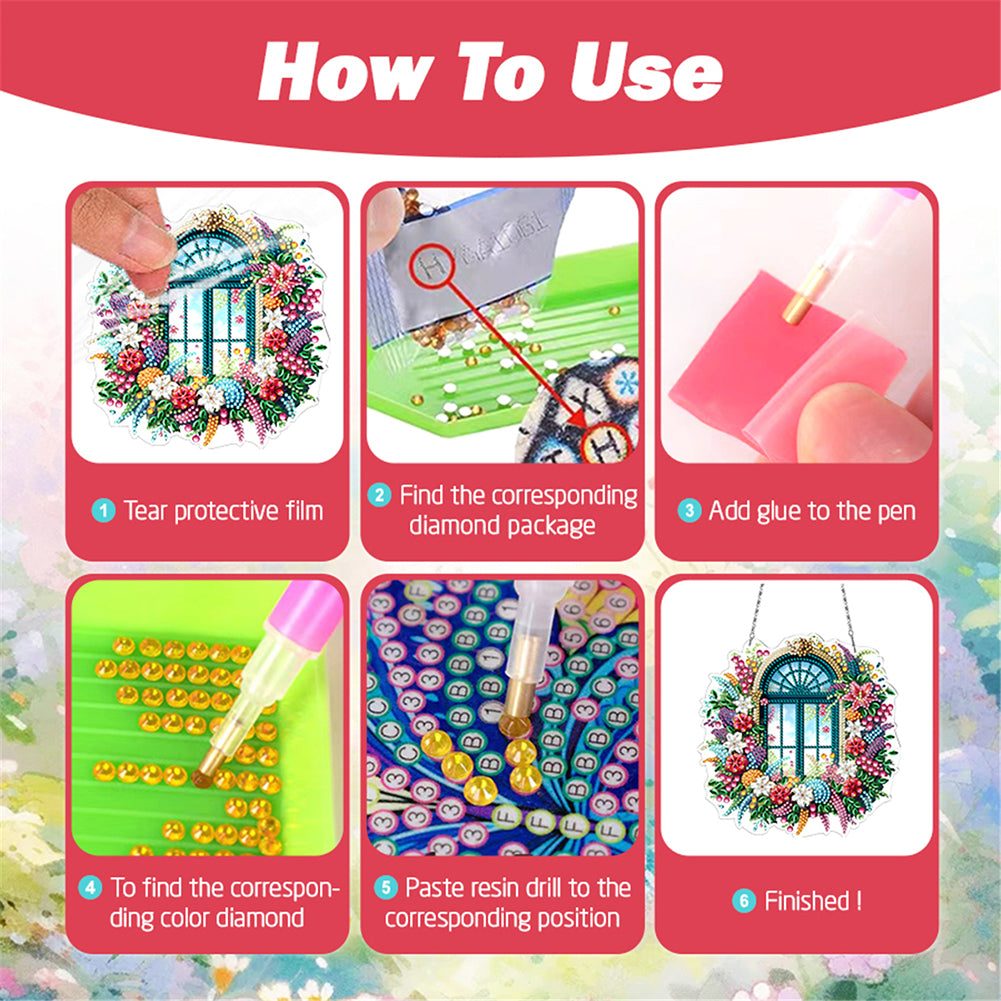 Acrylic Special Shape Village Diamond Painting Ornaments for Garden Window Decor