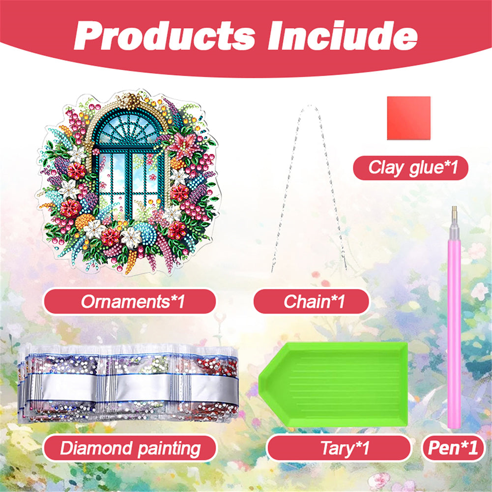 Acrylic Special Shape Village Diamond Painting Ornaments for Garden Window Decor