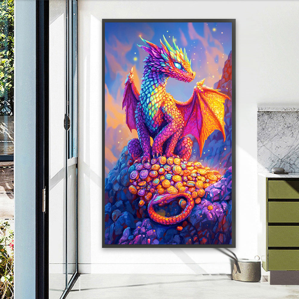 Diamond Painting - Full Square - Dragon On Gold Coin (40*70CM)