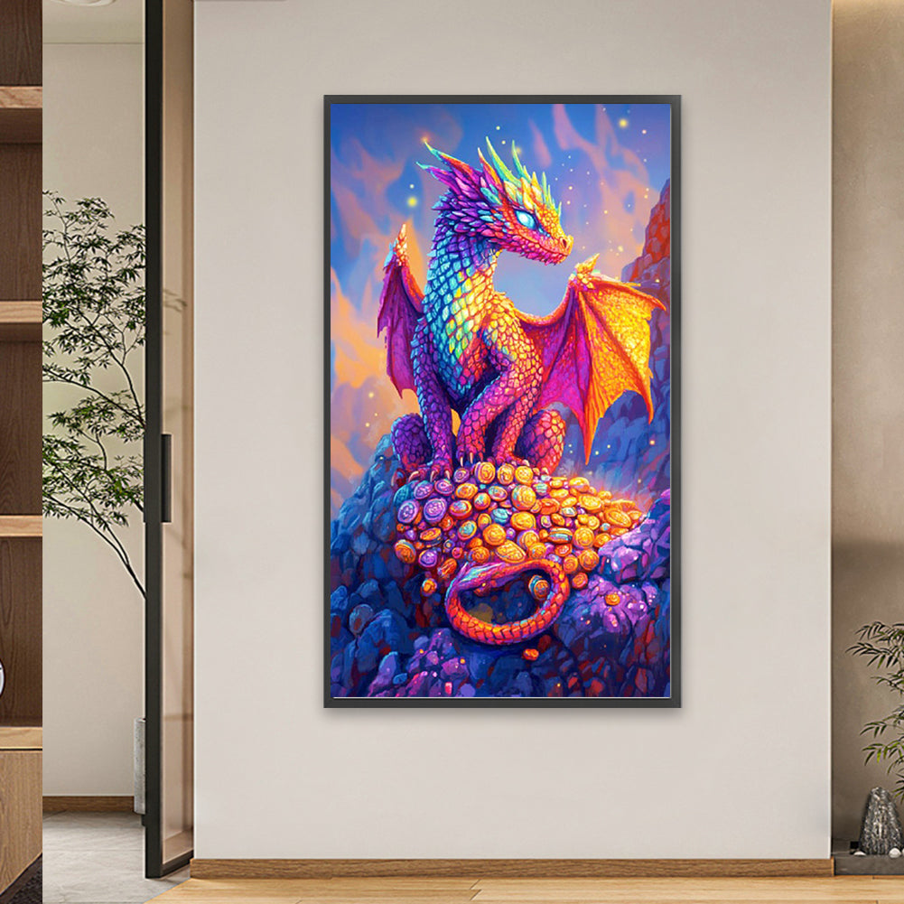 Diamond Painting - Full Square - Dragon On Gold Coin (40*70CM)
