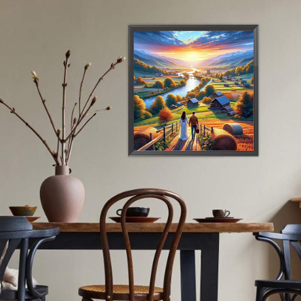 Diamond Painting - Full Round - Couple And Mountains And Lakes (40*40CM)