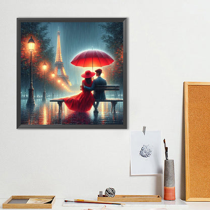 Diamond Painting - Full Round - Romantic Couple And Eiffel Tower (40*40CM)