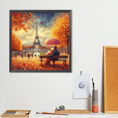 Diamond Painting - Full Round - Autumn Leaves Under The Eiffel Tower (40*40CM)