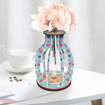 Wooden Beautiful Pattern Diamond Mosaic Rhinestones Vase 5D DIY Diamond Art Vase