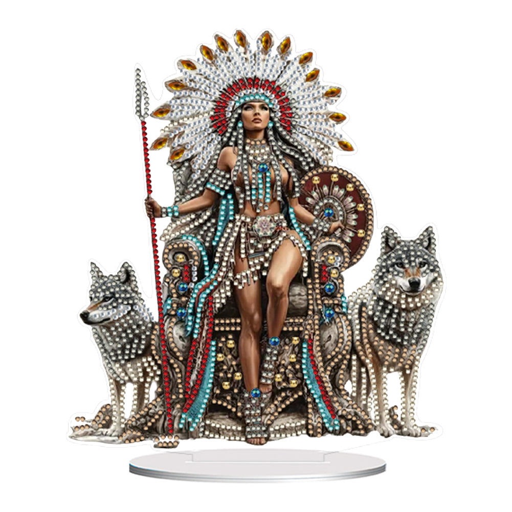 Acrylic Special Shaped Indians Diamond Painting Tabletop Ornaments Kit for Home