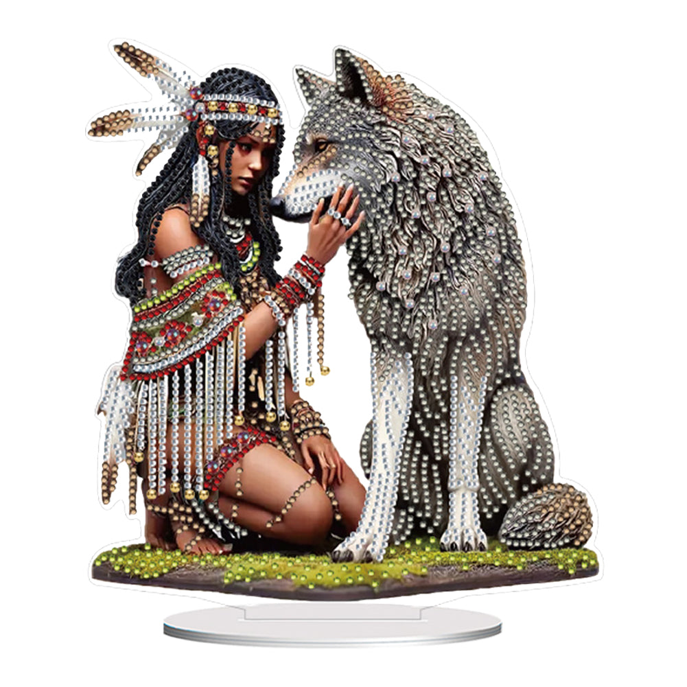 Acrylic Special Shaped Indians Diamond Painting Tabletop Ornaments Kit for Home