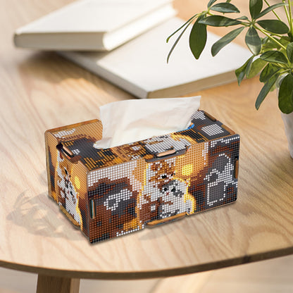 Wooden Colorful Pattern 5D Diamond Painting Tissue Holder Diamond Art Tissue Box