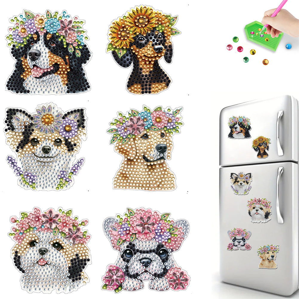6Pcs Diamond Painting Refrigerator Magnets Diamond Art Kits for Adults Beginners