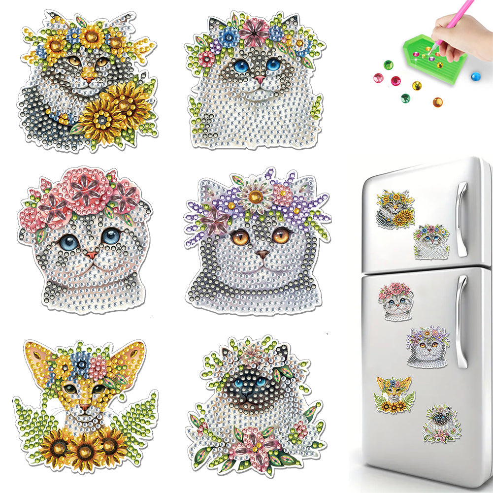 6Pcs Diamond Painting Refrigerator Magnets Diamond Art Kits for Adults Beginners