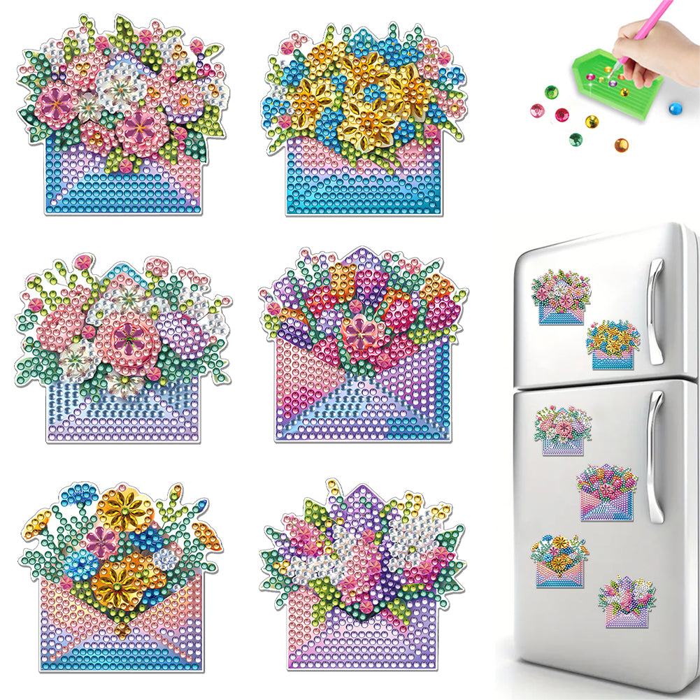 6Pcs Diamond Painting Refrigerator Magnets Diamond Art Kits for Adults Beginners